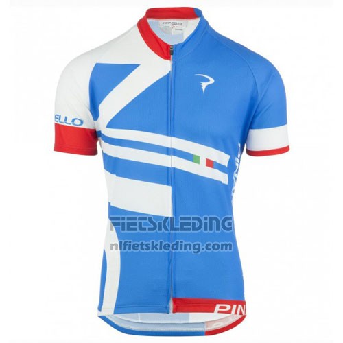 2016 Fietskleding Pinarello Blauw en Wit Korte Mouwen en Koersbroek