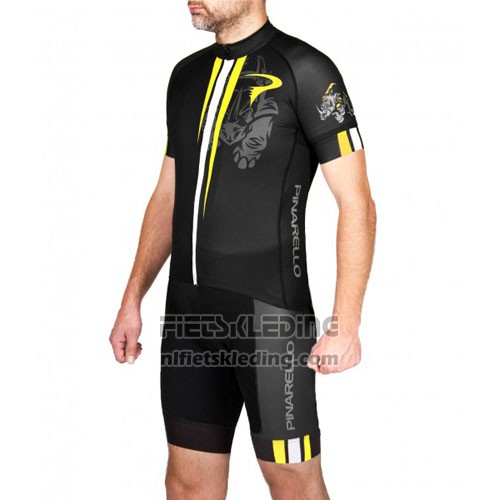 2016 Fietskleding Pinarello Geel en Zwart Korte Mouwen en Koersbroek