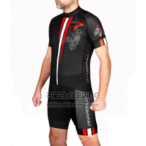 2016 Fietskleding Pinarello Rood en Zwart Korte Mouwen en Koersbroek