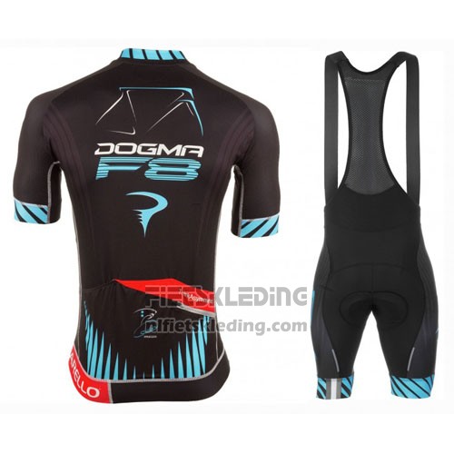 2016 Fietskleding Pinarello Zwart en Blauw Korte Mouwen en Koersbroek
