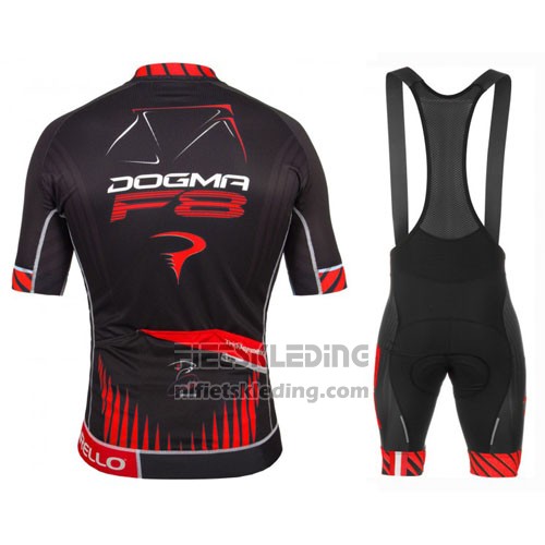 2016 Fietskleding Pinarello Zwart en Rood Korte Mouwen en Koersbroek