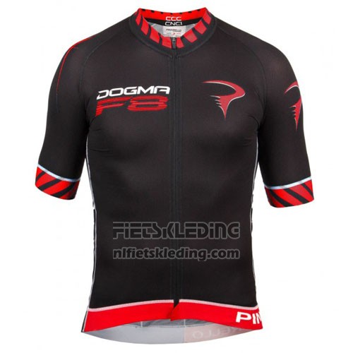 2016 Fietskleding Pinarello Zwart en Rood Korte Mouwen en Koersbroek