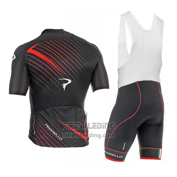 2017 Fietskleding Pinarello Zwart en Rood Korte Mouwen en Koersbroek