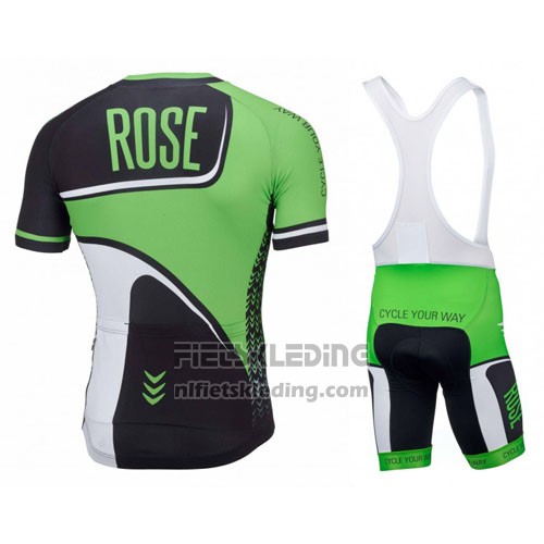 2016 Fietskleding Rose Groen en Zwart Korte Mouwen en Koersbroek