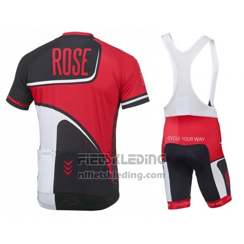 2016 Fietskleding Rose Rood en Zwart Korte Mouwen en Koersbroek