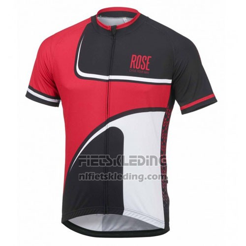 2016 Fietskleding Rose Rood en Zwart Korte Mouwen en Koersbroek
