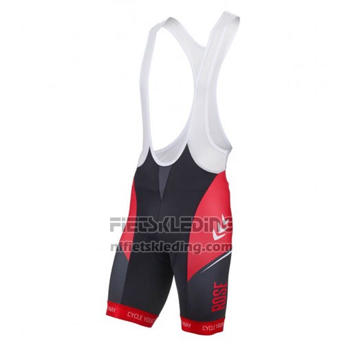 2016 Fietskleding Rose Rood en Zwart Korte Mouwen en Koersbroek