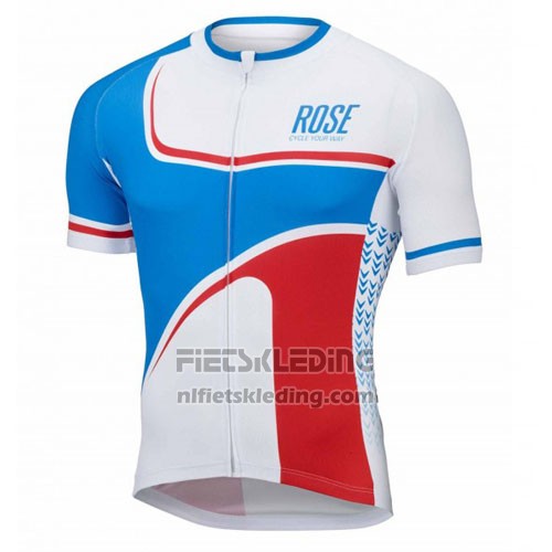2016 Fietskleding Rose Wit en Blauw Korte Mouwen en Koersbroek