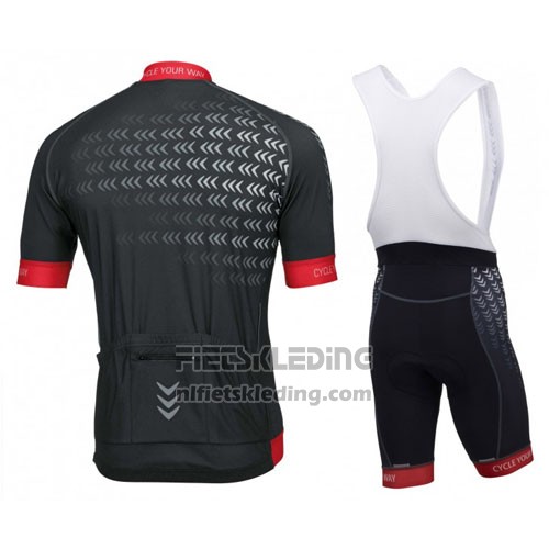 2016 Fietskleding Rose Zwart en Rood Korte Mouwen en Koersbroek