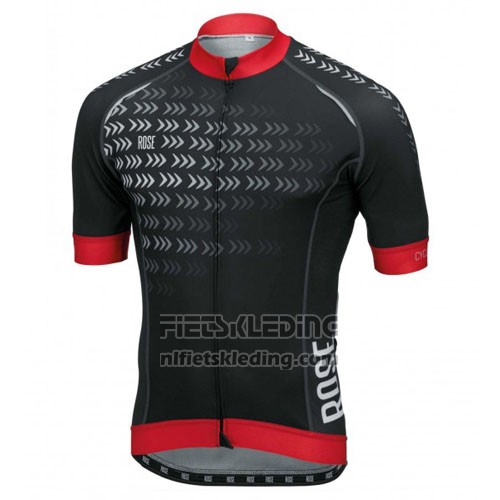 2016 Fietskleding Rose Zwart en Rood Korte Mouwen en Koersbroek