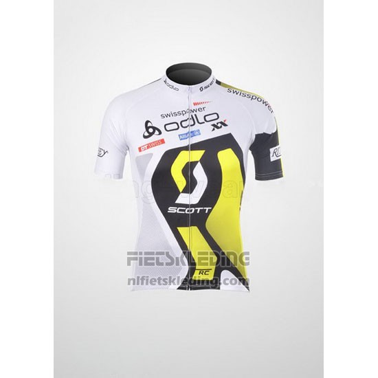 2012 Fietskleding Scott Wit en Geel Korte Mouwen en Koersbroek