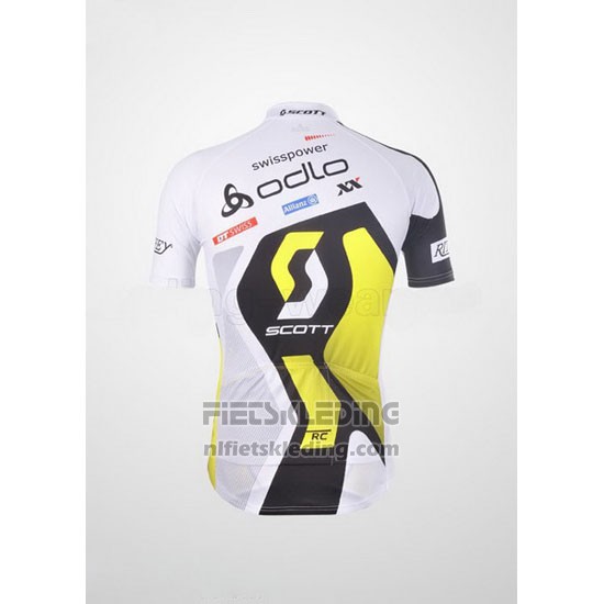 2012 Fietskleding Scott Wit en Geel Korte Mouwen en Koersbroek