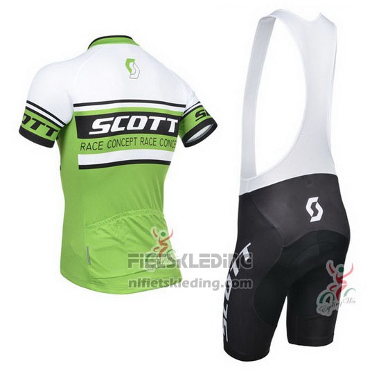 2014 Fietskleding Scott Wit en Groen Korte Mouwen en Koersbroek