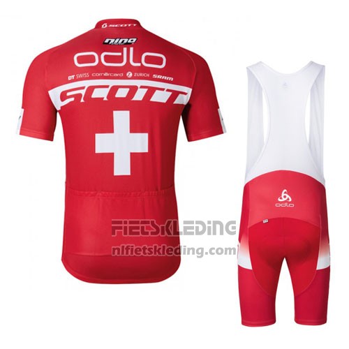 2016 Fietskleding Scott Wit en Rood Korte Mouwen en Koersbroek