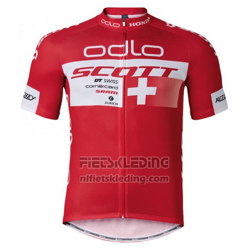 2016 Fietskleding Scott Wit en Rood Korte Mouwen en Koersbroek