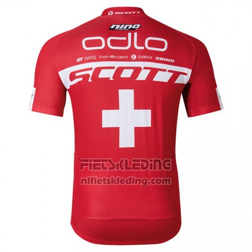 2016 Fietskleding Scott Wit en Rood Korte Mouwen en Koersbroek
