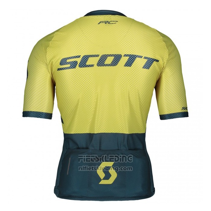 2021 Fietskleding Scott Geel Donker Blauw Korte Mouwen en Koersbroek