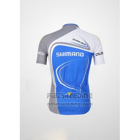 2011 Fietskleding Shimano Blauw en Wit Korte Mouwen en Koersbroek
