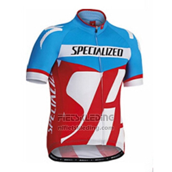 2016 Fietskleding Specialized Azuur en Rood Korte Mouwen en Koersbroek