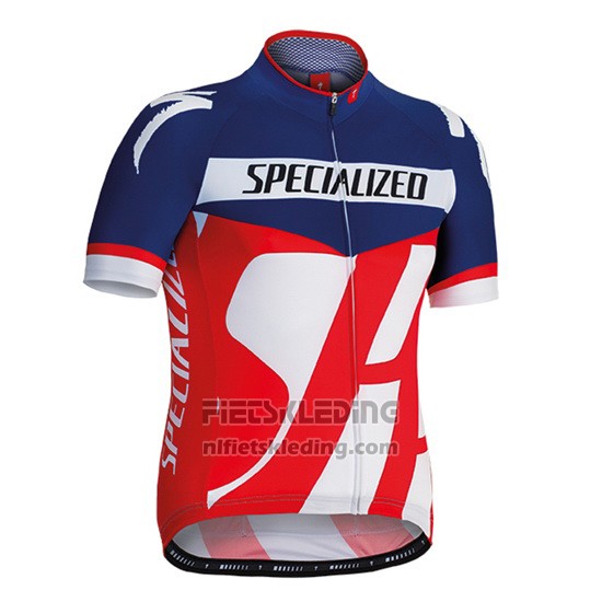 2016 Fietskleding Specialized Blauw en Rood Korte Mouwen en Koersbroek