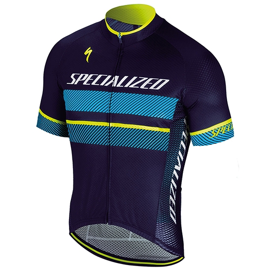 2018 Fietskleding Specialized Blauw Geel Wit Korte Mouwen en Koersbroek