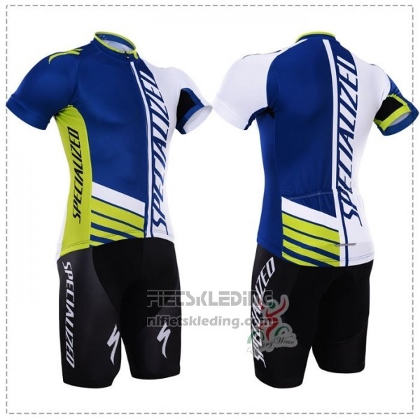 2018 Fietskleding Specialized Blauw Groen Wit Korte Mouwen en Koersbroek