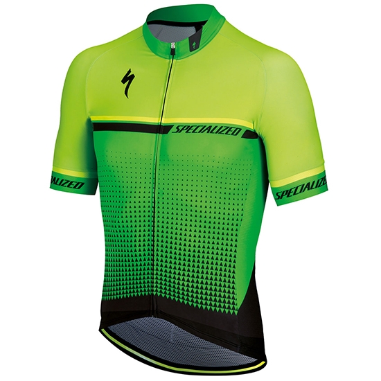 2018 Fietskleding Specialized Geel Groen Zwart Korte Mouwen en Koersbroek