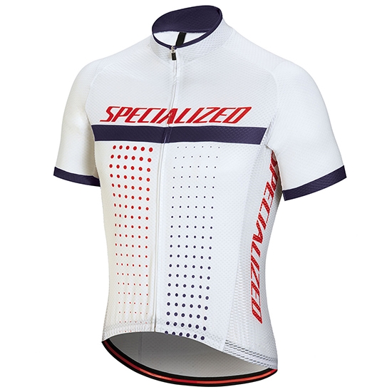 2018 Fietskleding Specialized Wit Rood Violet Korte Mouwen en Koersbroek