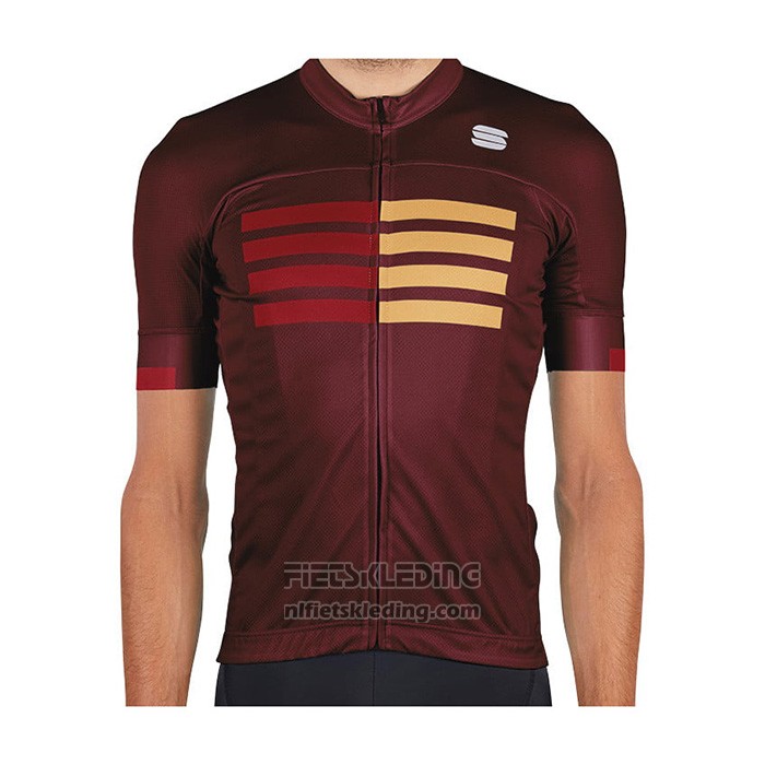 2021 Fietskleding Sportful Donker Rood Korte Mouwen en Koersbroek