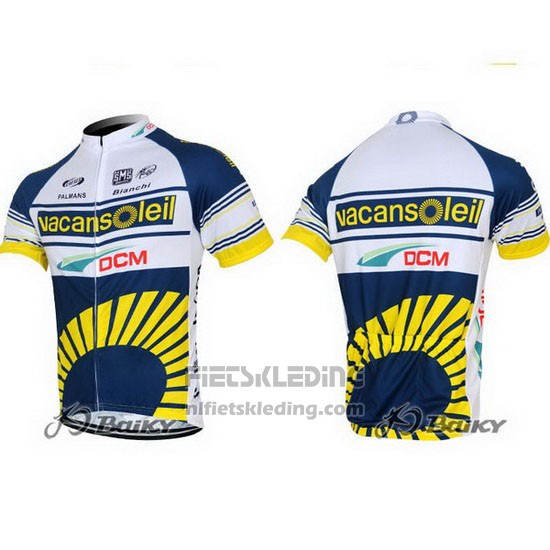 2012 Fietskleding Vacansoleil Geel en Blauw Korte Mouwen en Koersbroek