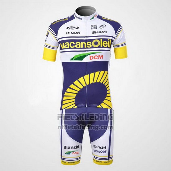 2012 Fietskleding Vacansoleil Geel en Blauw Korte Mouwen en Koersbroek