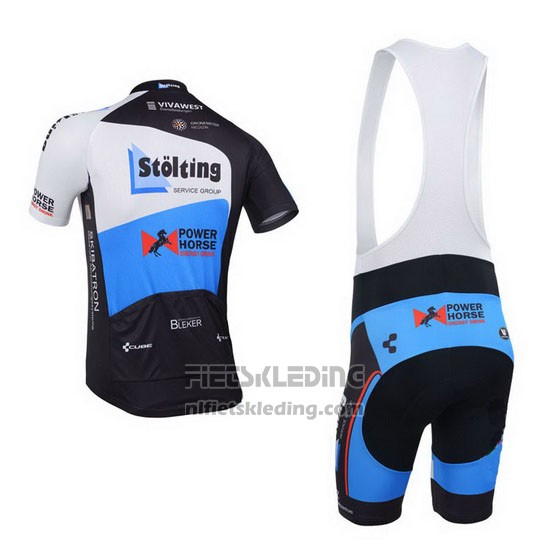 2013 Fietskleding Stolting Zwart en Azuur Korte Mouwen en Koersbroek