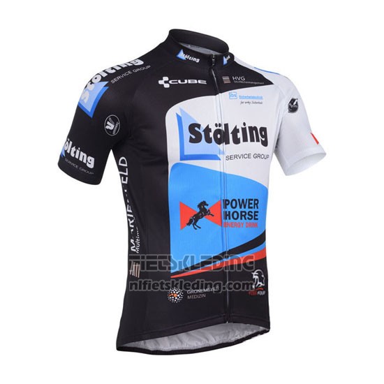 2013 Fietskleding Stolting Zwart en Azuur Korte Mouwen en Koersbroek