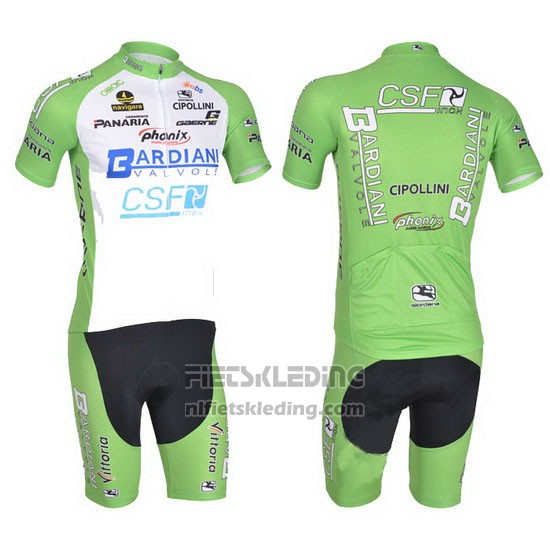2014 Fietskleding Bardiani Wit en Groen Korte Mouwen en Koersbroek