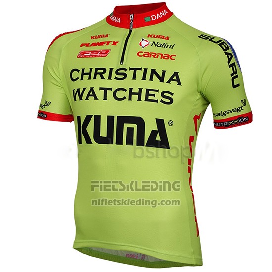 2014 Fietskleding Christina Watches Onfone Groen Korte Mouwen en Koersbroek