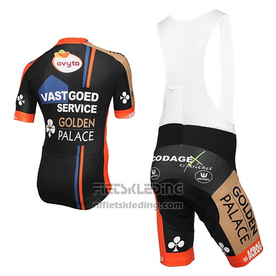 2015 Fietskleding Vastgoedservice Golden Palace Zwart en Oranje Korte Mouwen en Koersbroek