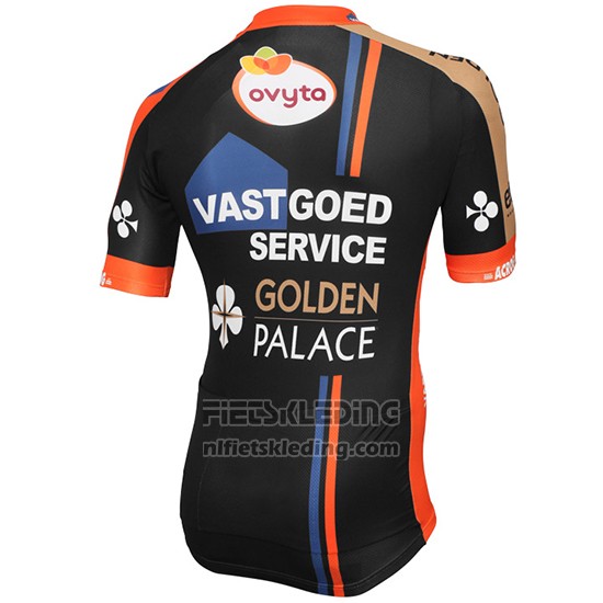 2015 Fietskleding Vastgoedservice Golden Palace Zwart en Oranje Korte Mouwen en Koersbroek