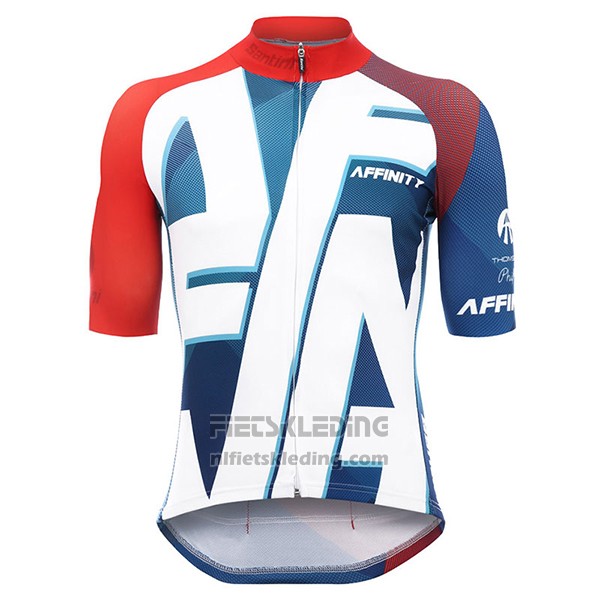 2017 Fietskleding Affinity Wit en Blauw Korte Mouwen en Koersbroek
