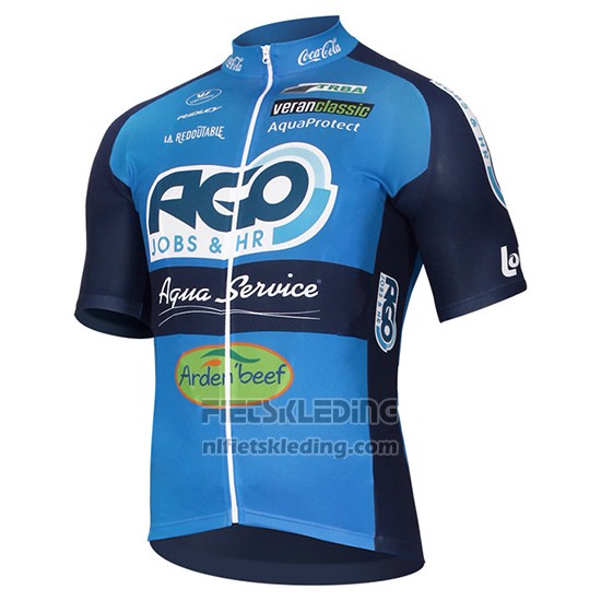 2017 Fietskleding Ago Aqua Service Blauw Korte Mouwen en Koersbroek