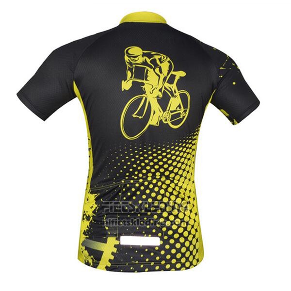 2017 Fietskleding Aogda Zwart en Geel Korte Mouwen en Koersbroek