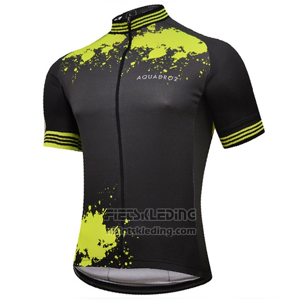 2017 Fietskleding Aquadro Splash Zwart en Geel Korte Mouwen en Koersbroek