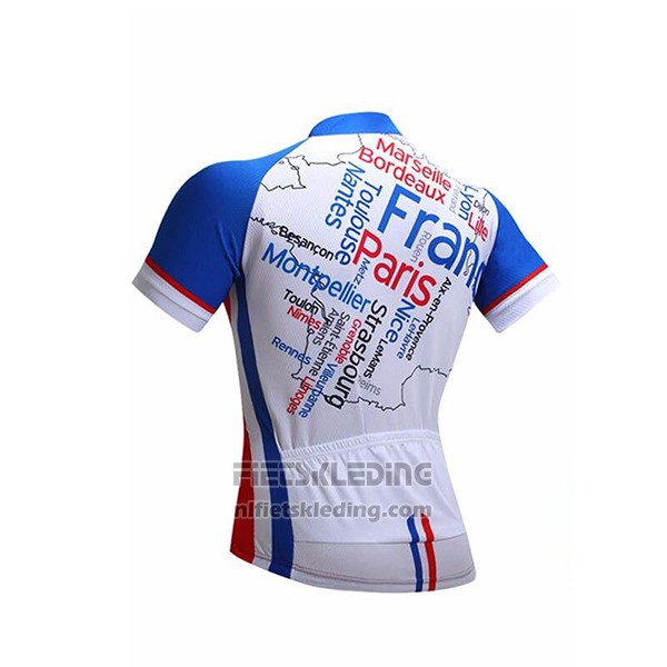 2017 Fietskleding France Snovaky Blauw en Wit Korte Mouwen en Koersbroek
