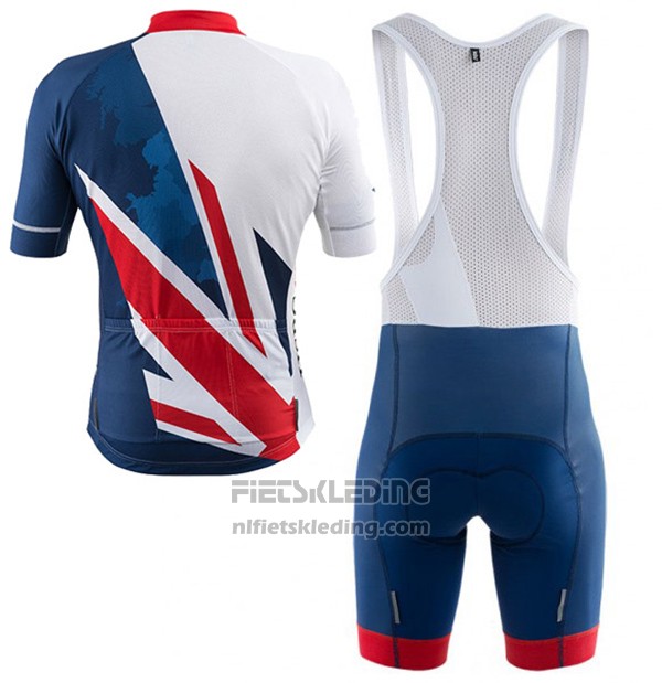 2017 Fietskleding Kalas HSBC GB Blauw en Wit Korte Mouwen en Koersbroek