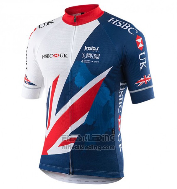 2017 Fietskleding Kalas HSBC GB Blauw en Wit Korte Mouwen en Koersbroek