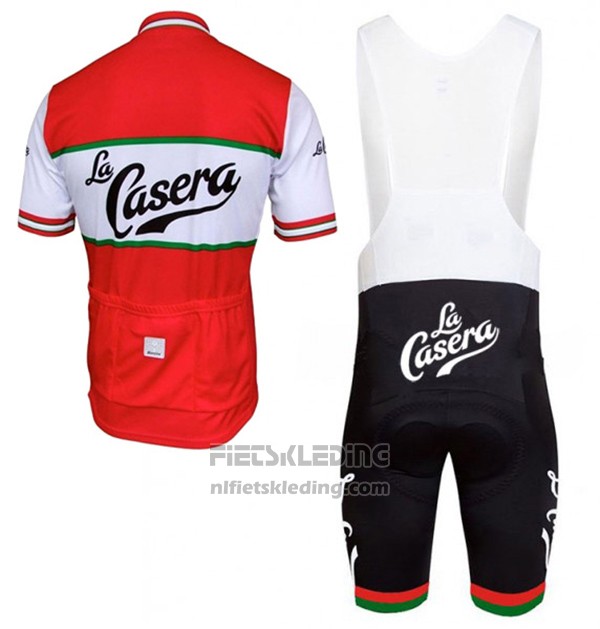 2017 Fietskleding La Casera Vintage Rood Korte Mouwen en Koersbroek