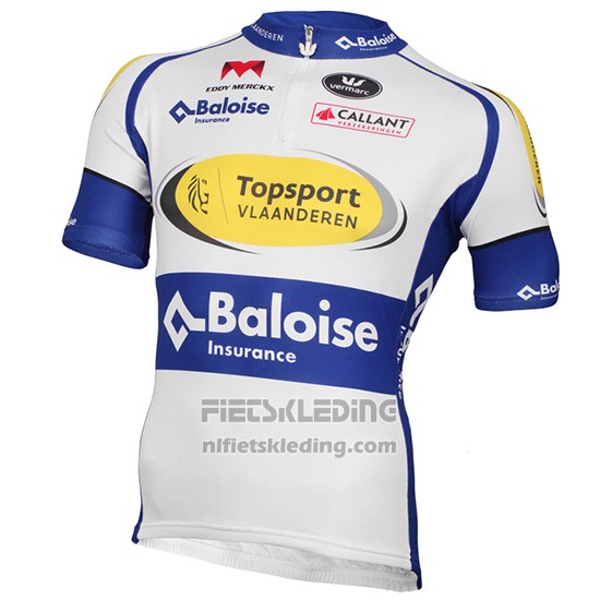 2017 Fietskleding Sport Vlaanderen Baloise Wit en Geel Korte Mouwen en Koersbroek