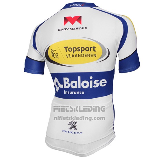 2017 Fietskleding Sport Vlaanderen Baloise Wit en Geel Korte Mouwen en Koersbroek