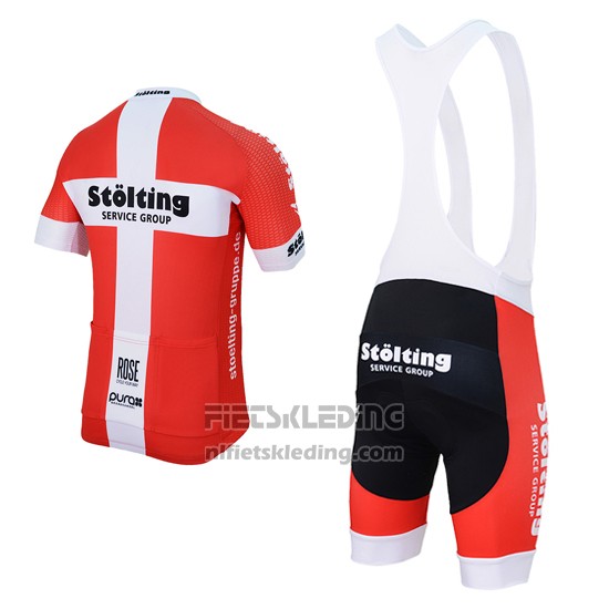 2017 Fietskleding Stolting Wit en Rood Korte Mouwen en Koersbroek