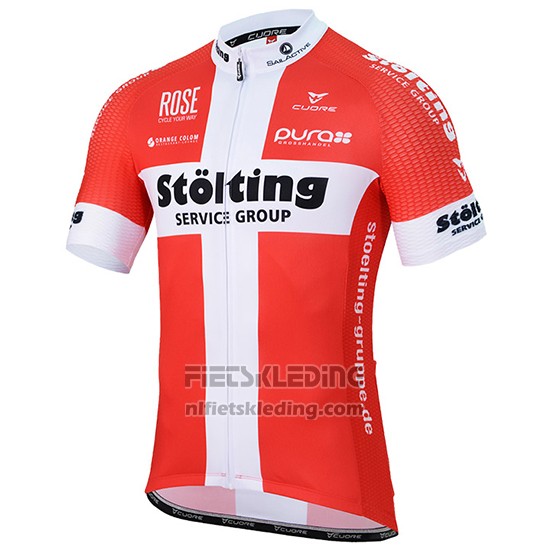 2017 Fietskleding Stolting Wit en Rood Korte Mouwen en Koersbroek