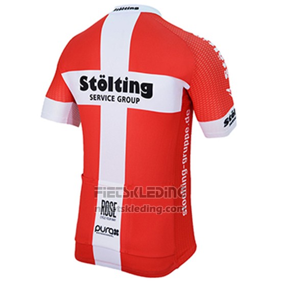 2017 Fietskleding Stolting Wit en Rood Korte Mouwen en Koersbroek